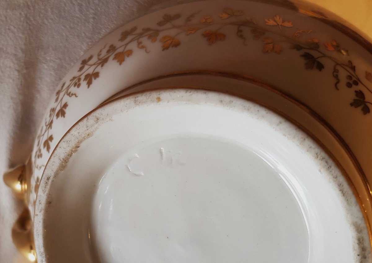 Antica tazza da puerpera in porcellana decorata a mano della prima metà del XIX secolo-photo-4