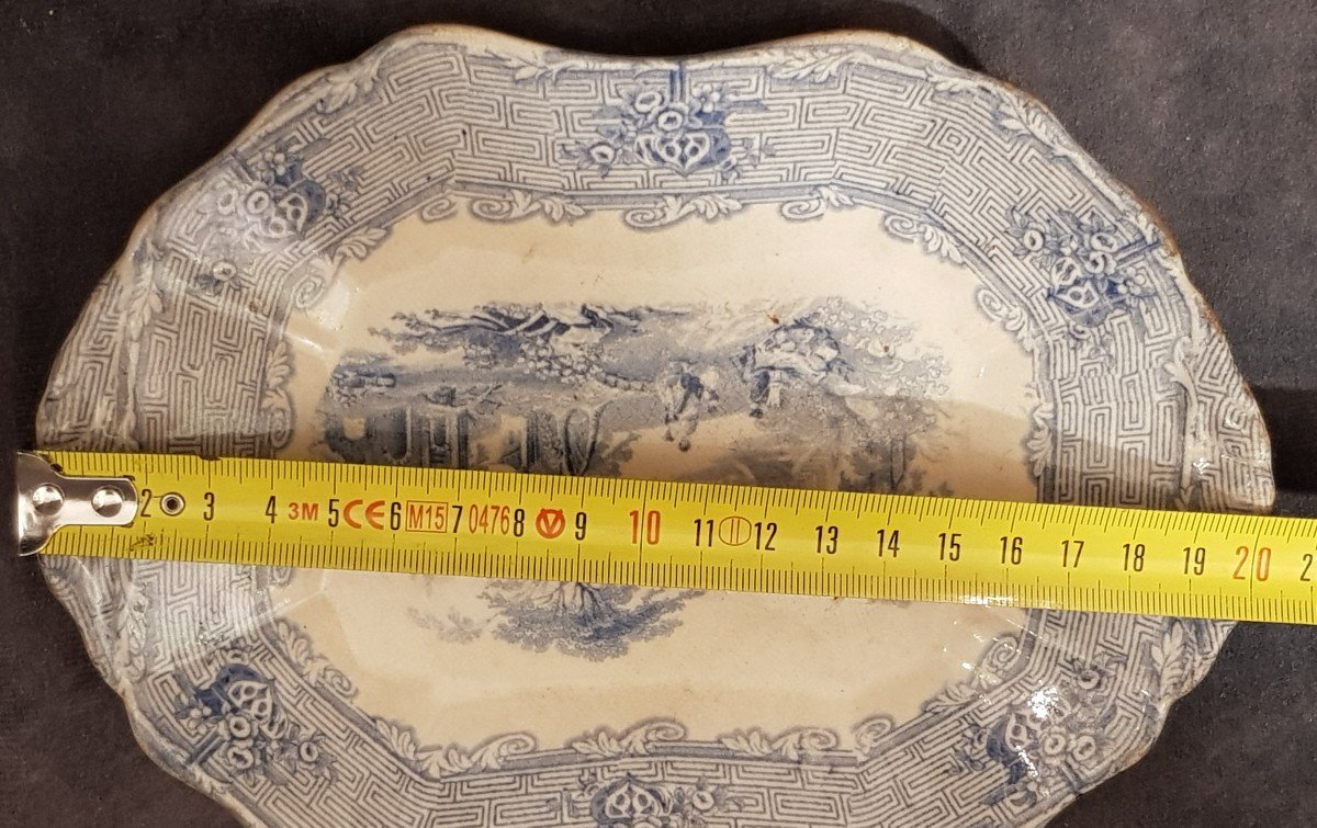 Antico piatto inglese J.Clementson Tessino Ironstone Blu Tranferware-photo-4