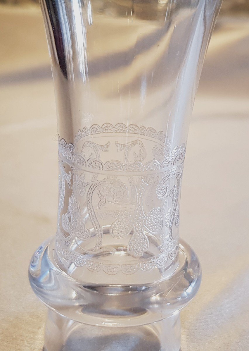 Serie Di Tre antiche Bottiglie Di Vino, Decanter  In Cristallo Baccarat  Mod. Chablis-photo-2