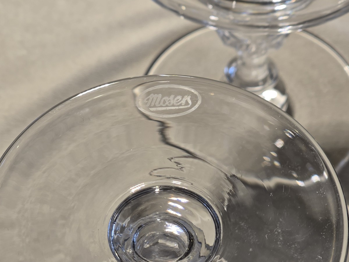Set di 8 coppe da champagne in cristallo Moser antichi-photo-4