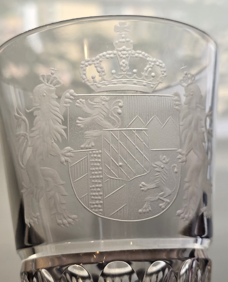 Grande Bicchiere Antico in Cristallo Intagliato e Inciso con Stemmi di Villeroy & Boch-photo-6