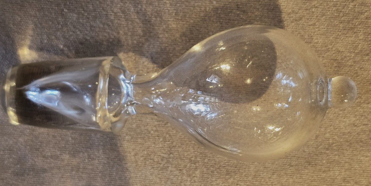 Coppia di piccole bottiglie da liquore antiche  in cristallo Baccarat modello Byzantine dorato.-photo-6