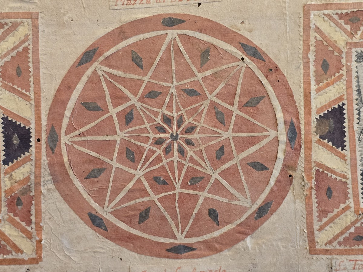 Antico cofanetto scatola di inizio XIX secolo in legno e carta dipinta-photo-3