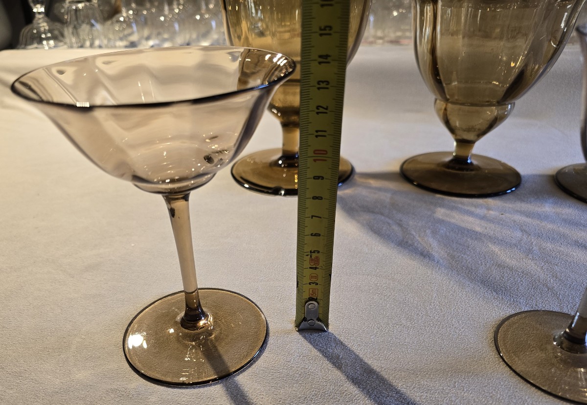 Servizio di bicchieri antichi Déco, 28 pezzi in vetro soffiato-photo-1