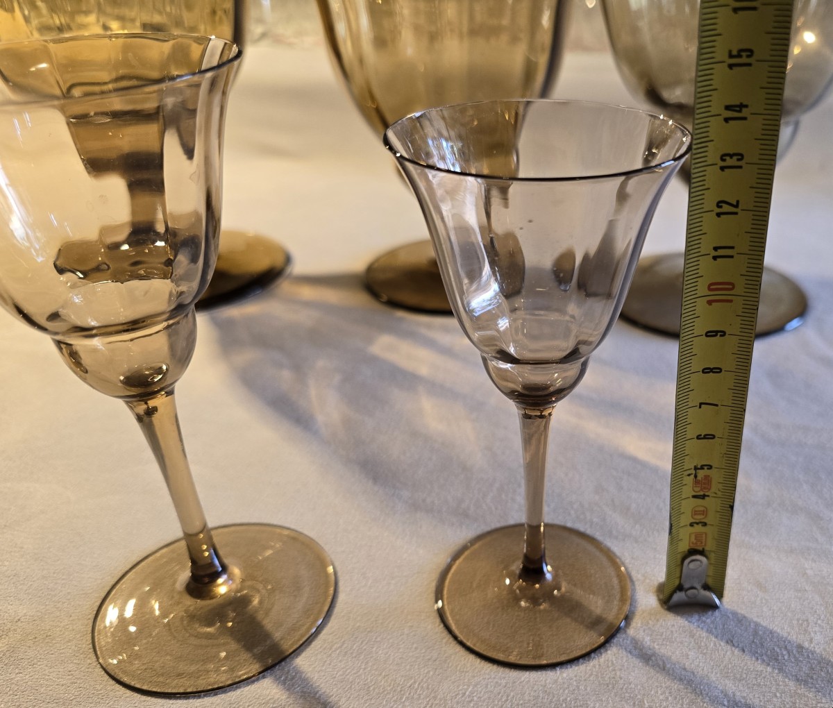 Servizio di bicchieri antichi Déco, 28 pezzi in vetro soffiato-photo-3
