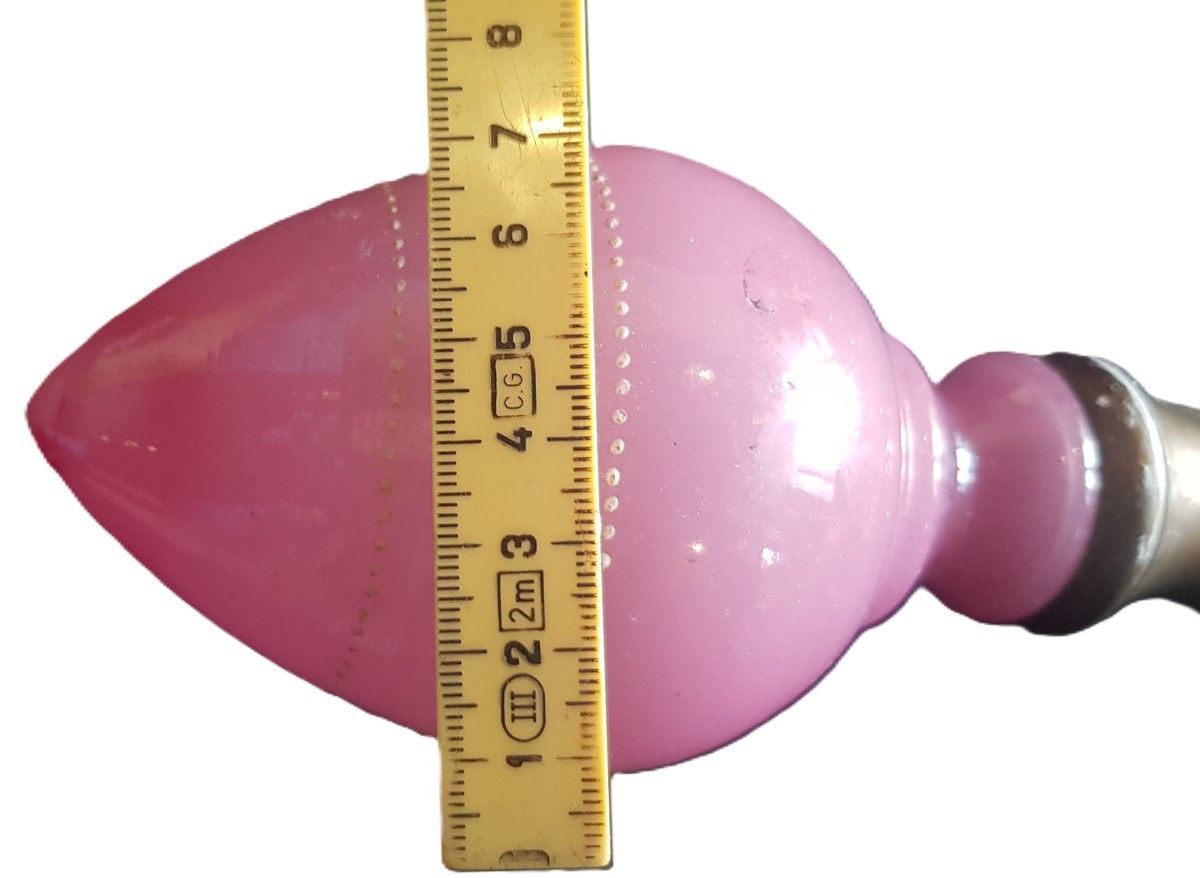Antica terminale di  rampa di scala in vetro opalino rosa.-photo-7