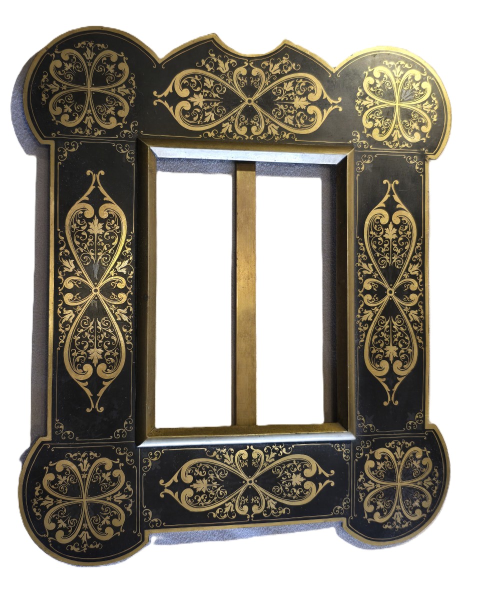 Antica cornice in ottone dipinto, epoca Napoleone III