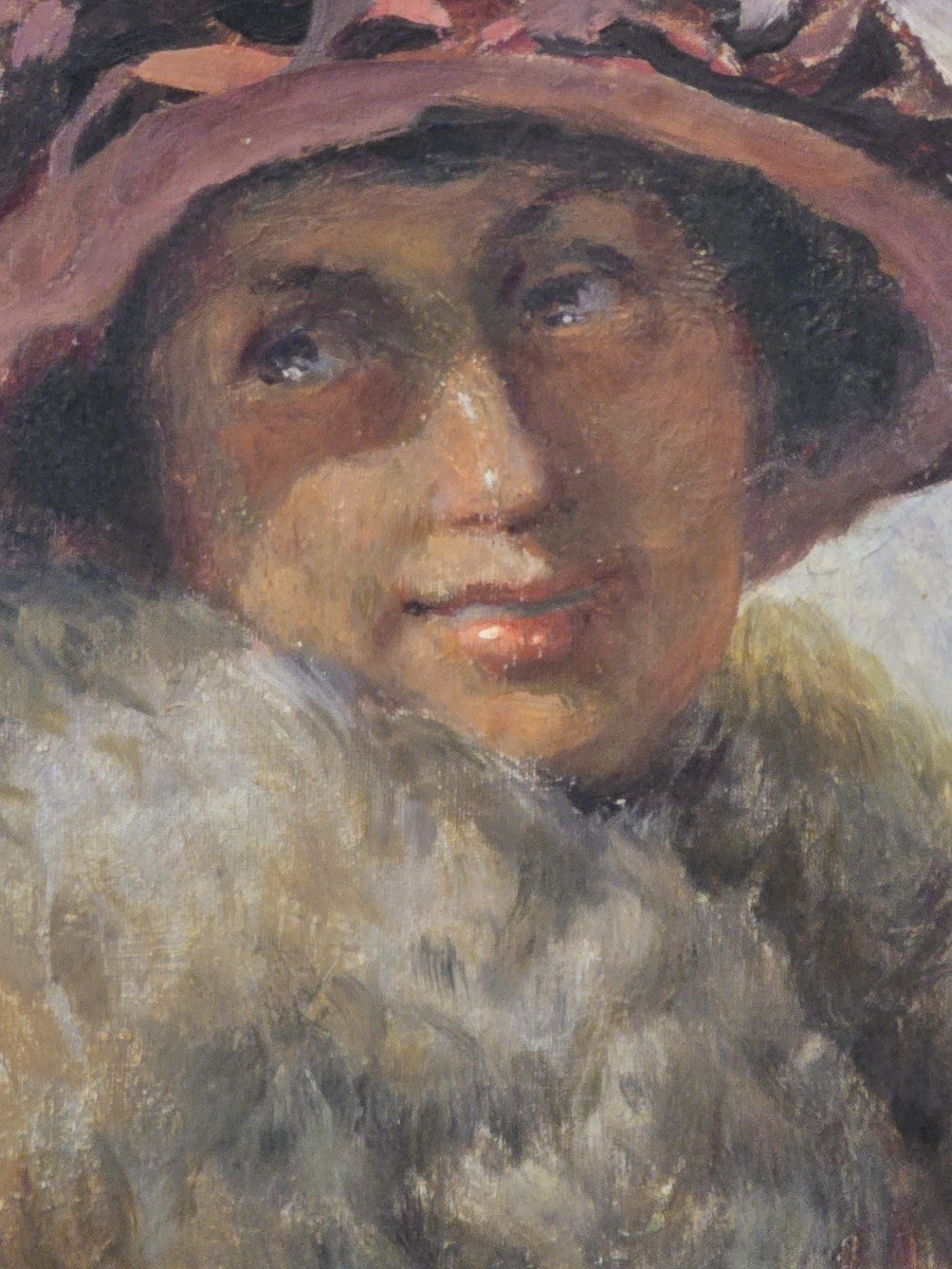 Olio su tela, ritratto di una donna elegante, firmato Francesco Raffaello Santoro-photo-3