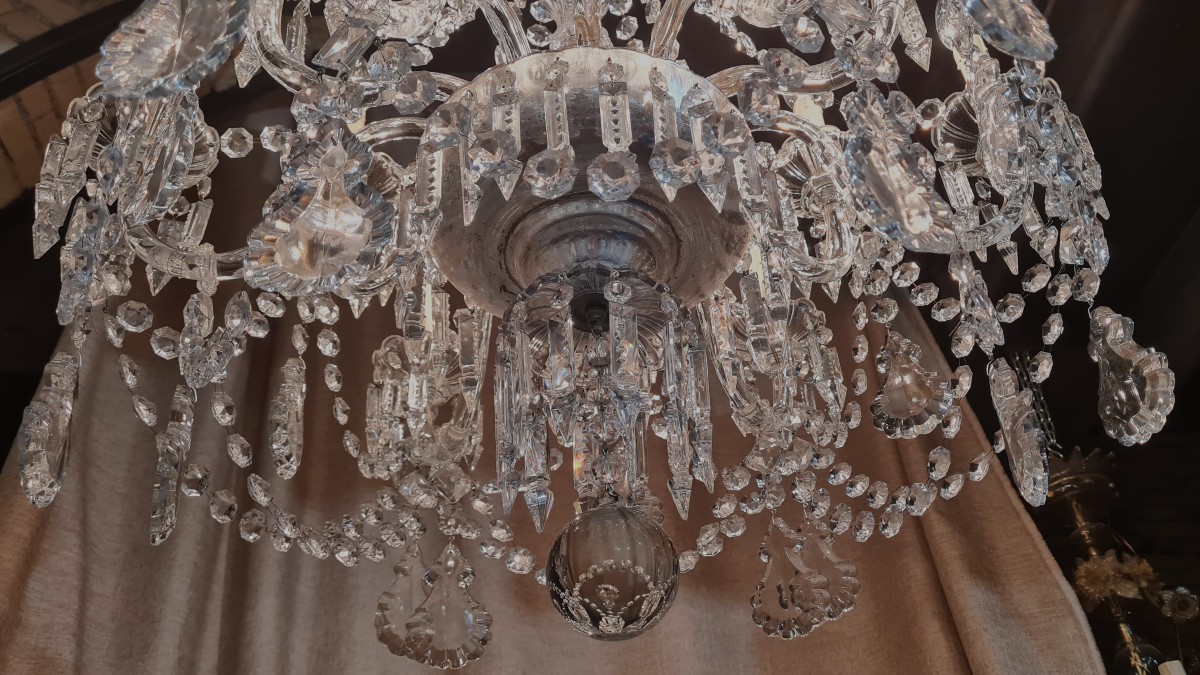 Antico lampadario in cristallo di Boemia a 12 luci-photo-2