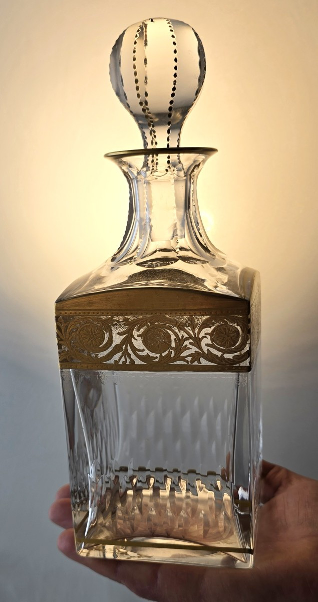 Antica bottiglia da whisky in cristallo Saint Louis modello Thistle-photo-2