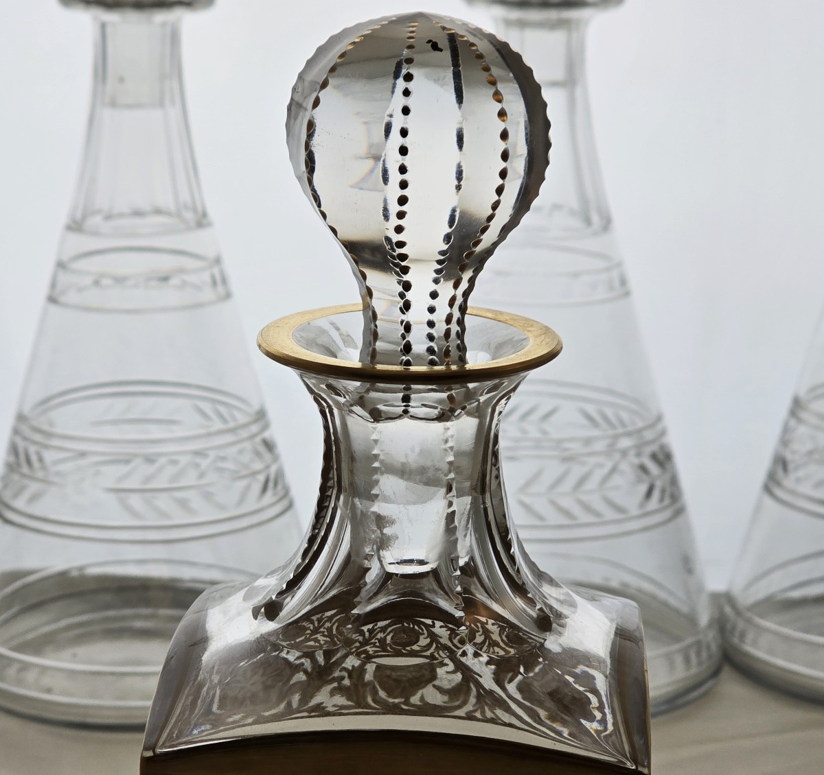 Antica bottiglia da whisky in cristallo Saint Louis modello Thistle-photo-4
