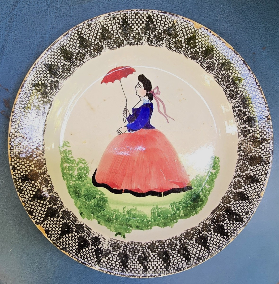 Coppia piatti antichi ceramica Vicentini del Giglio-photo-2