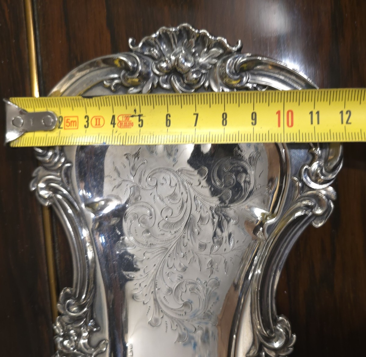 Antico vassoietto portapenne in metallo argentato-photo-6