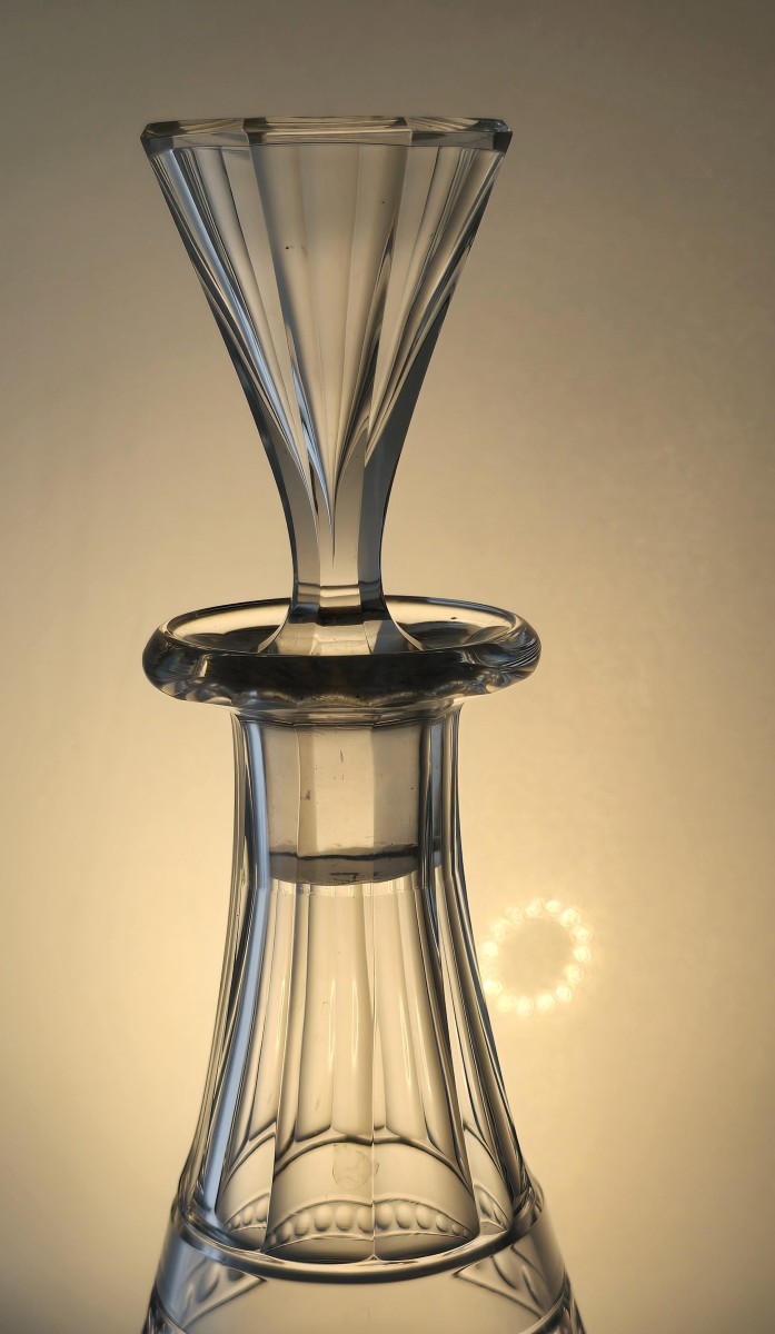Serie di 9 antiche cbottiglie decanter in cristallo Baccarat, modello 8732 Empire-photo-3