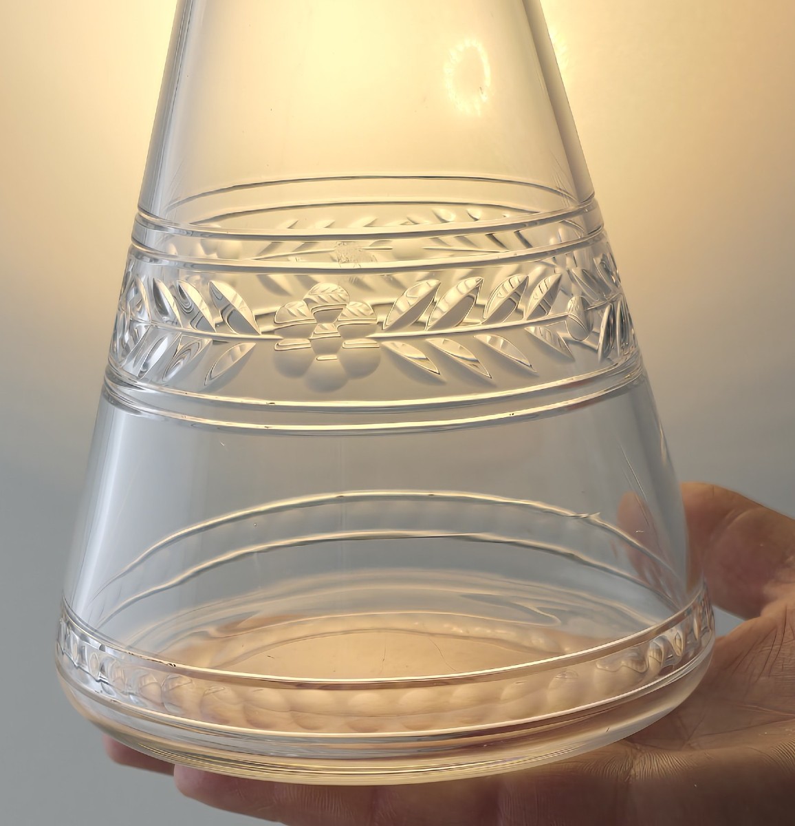 Serie di 9 antiche cbottiglie decanter in cristallo Baccarat, modello 8732 Empire-photo-4