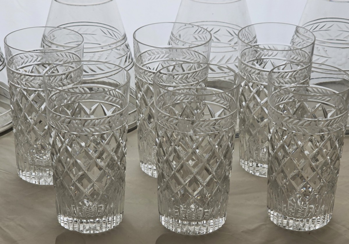 Set di 6 bicchieri antichi in cristallo per long drink.-photo-4
