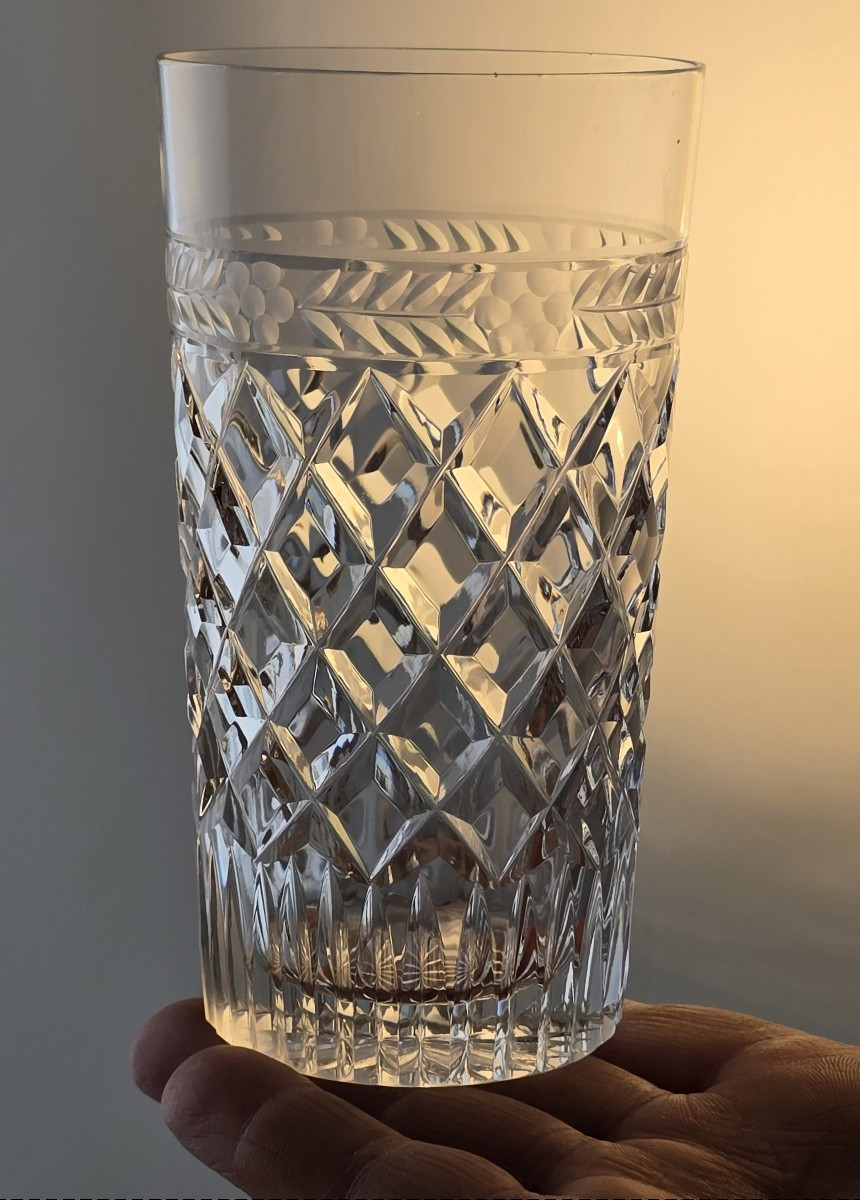 Set di 6 bicchieri antichi in cristallo per long drink.