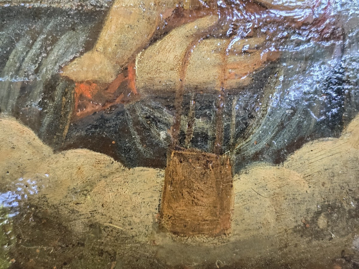 Dipinto religioso antico a olio su rame Madonna e Bambin Gesù.-photo-3