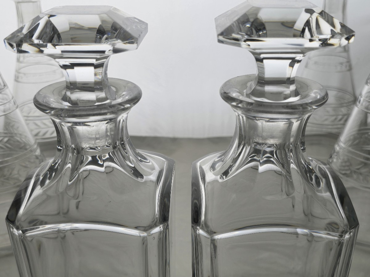 Coppia di bottiglie da liquore in cristallo Baccarat modello Harcourt-photo-2