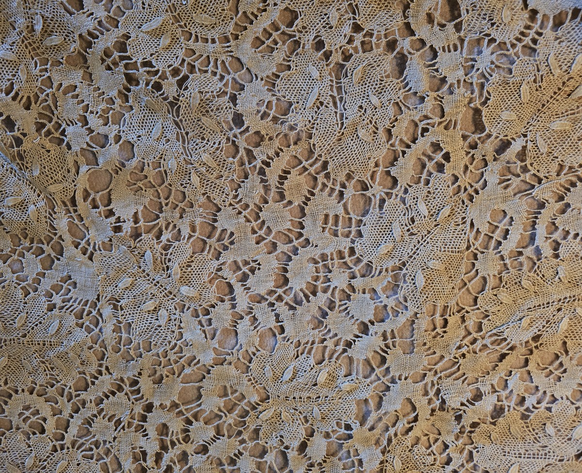 Grande copriletto Liberty in seta e pizzo, 280x270 cm-photo-4