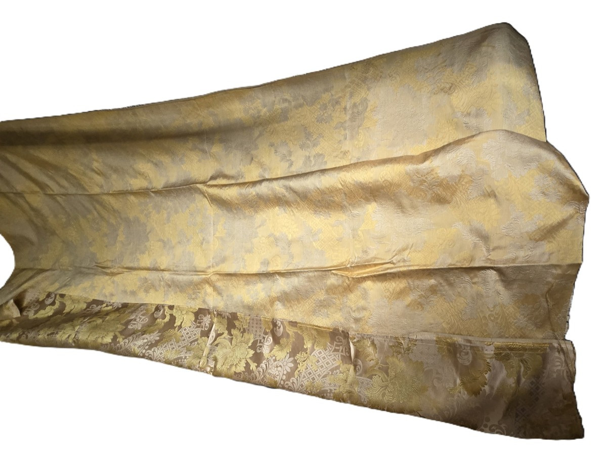 Antico scampolo di broccato in pura seta 220x120 cm-photo-2