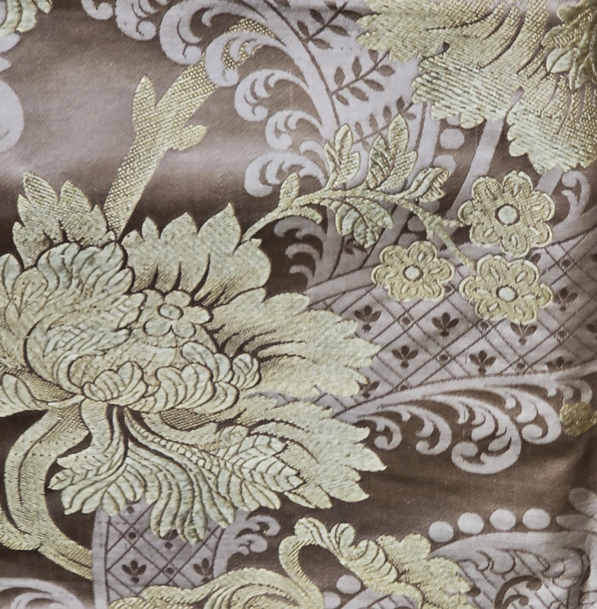 Antico scampolo di broccato in pura seta 220x120 cm-photo-3