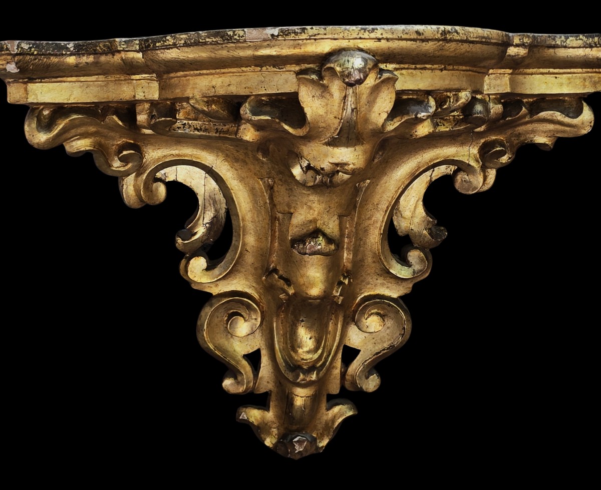grande mensola pensile angolare  antica in legno dorato a mecca-photo-2