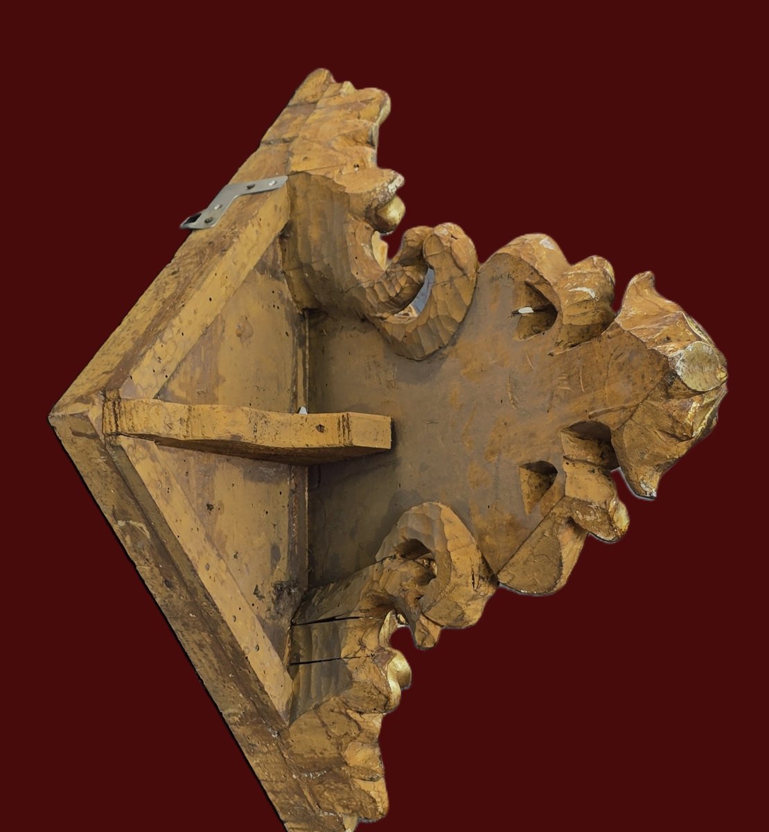 grande mensola pensile angolare  antica in legno dorato a mecca-photo-1