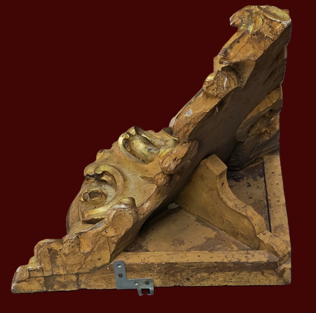 grande mensola pensile angolare  antica in legno dorato a mecca-photo-2