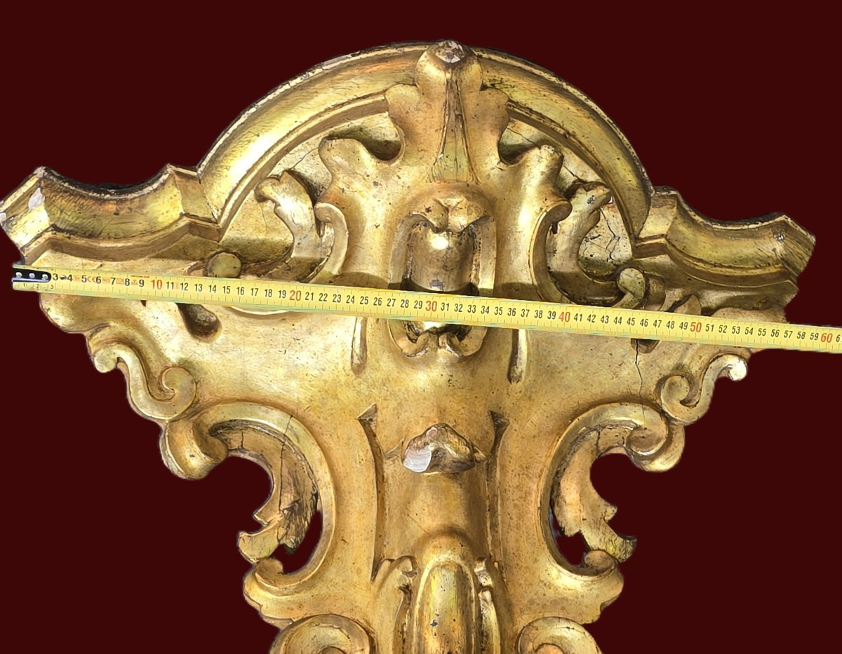 grande mensola pensile angolare  antica in legno dorato a mecca-photo-4