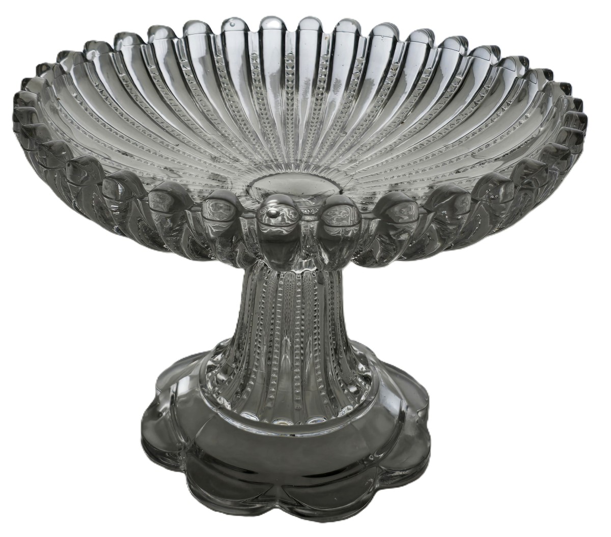 Antica alzatina in vetro stampato Baccarat 24 cm di diametro-photo-2