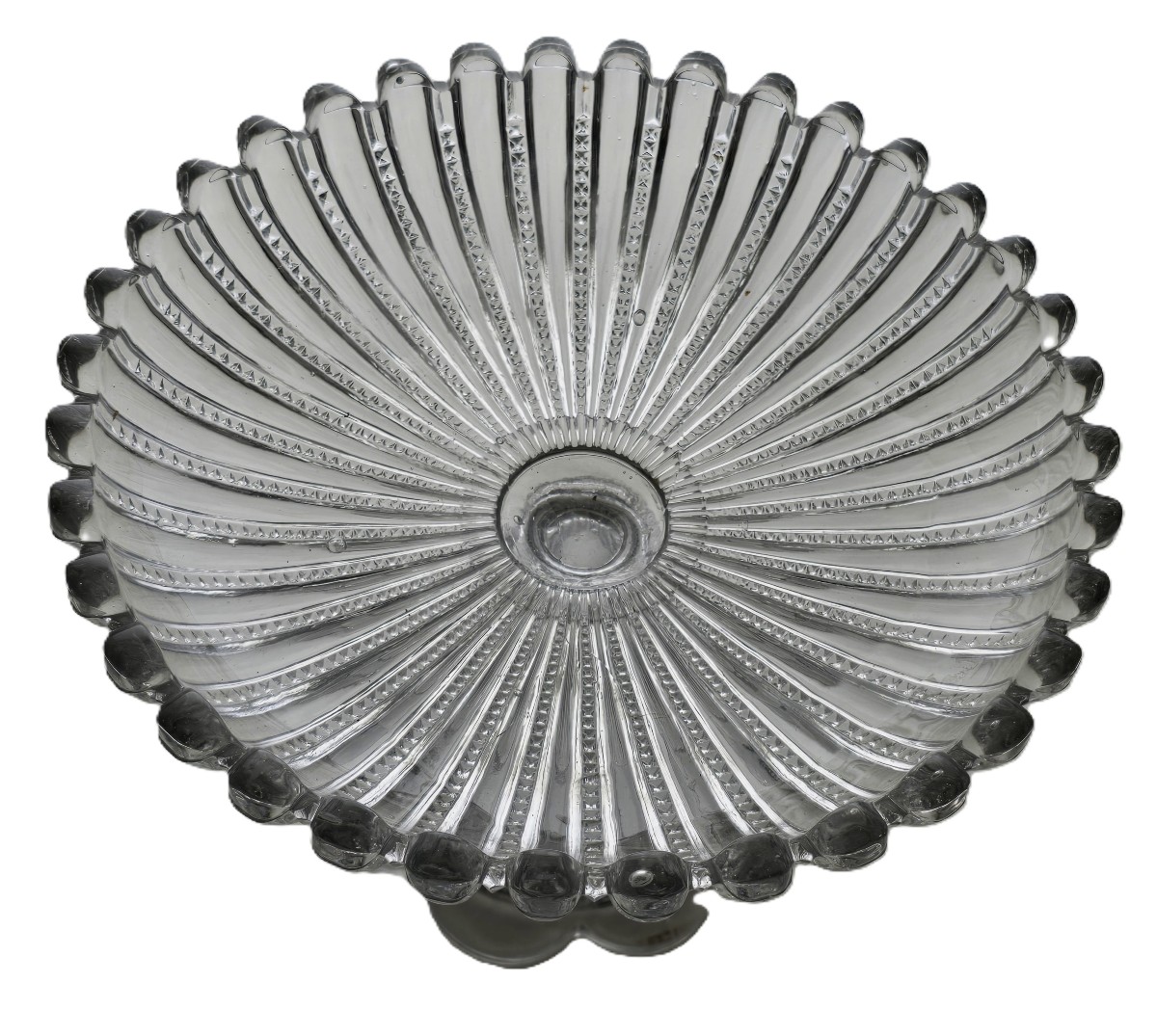 Antica alzatina in vetro stampato Baccarat 24 cm di diametro-photo-3