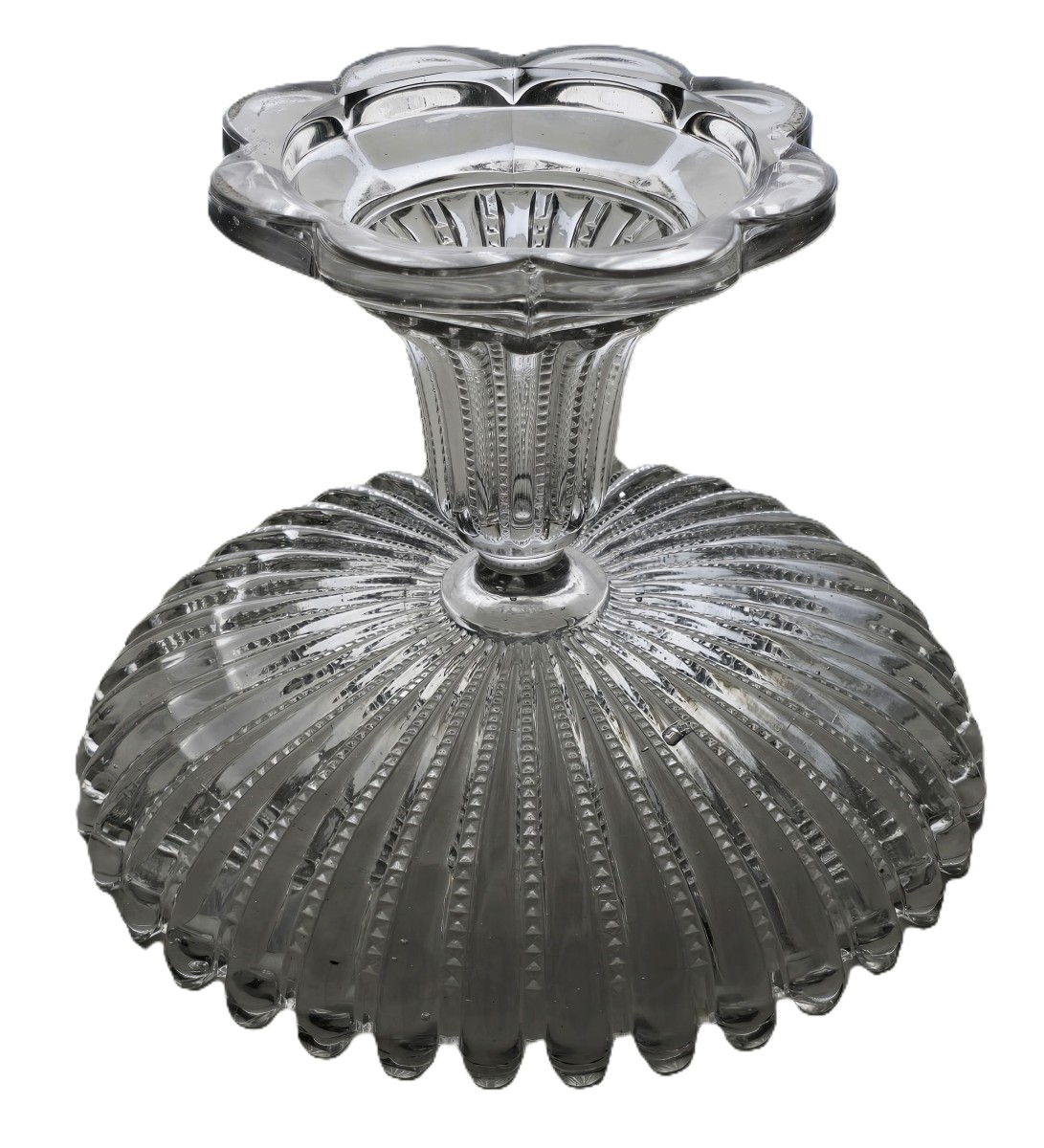 Antica alzatina in vetro stampato Baccarat 24 cm di diametro-photo-4