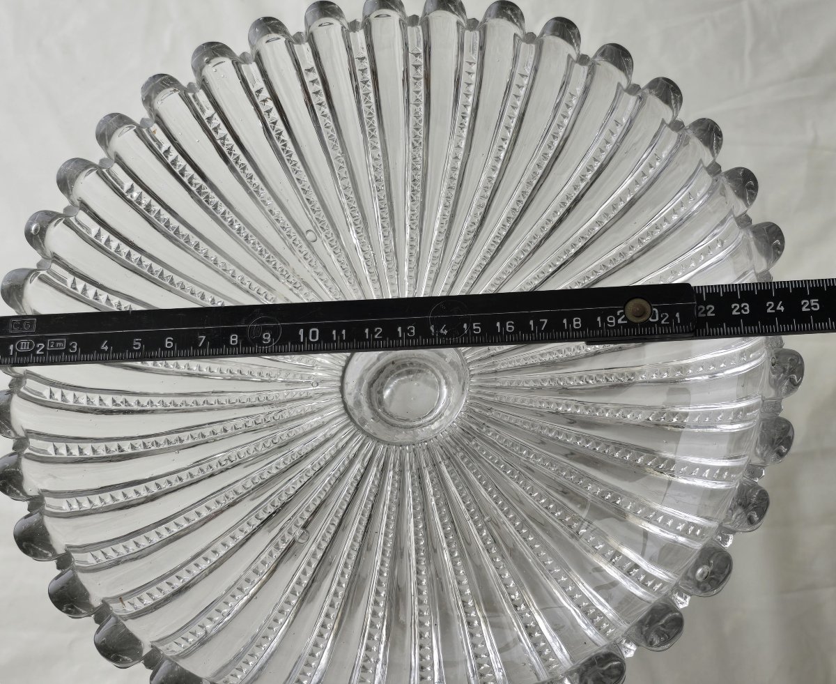 Antica alzatina in vetro stampato Baccarat 24 cm di diametro-photo-2