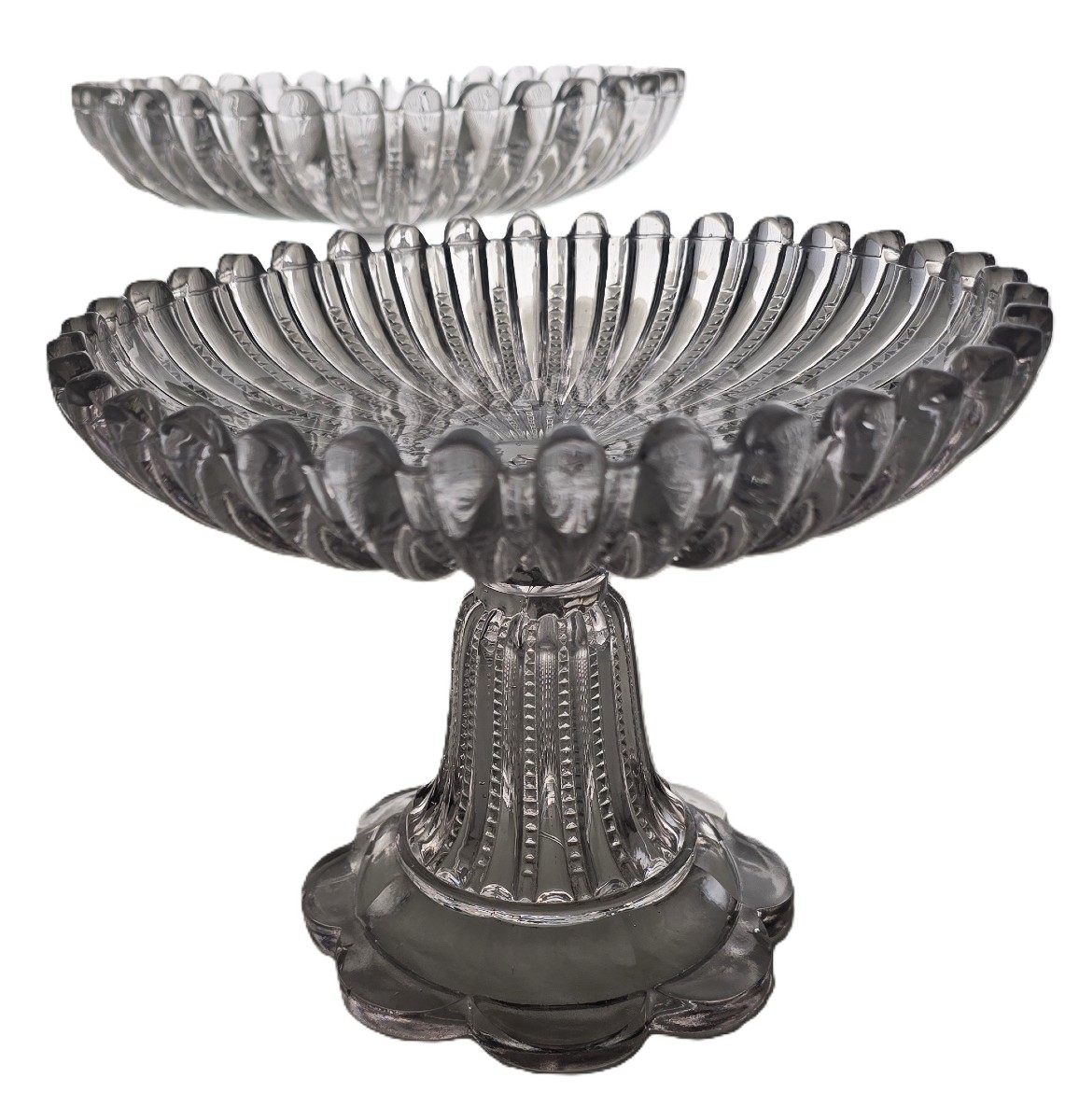 Antica alzatina in vetro stampato Baccarat 24 cm di diametro-photo-4