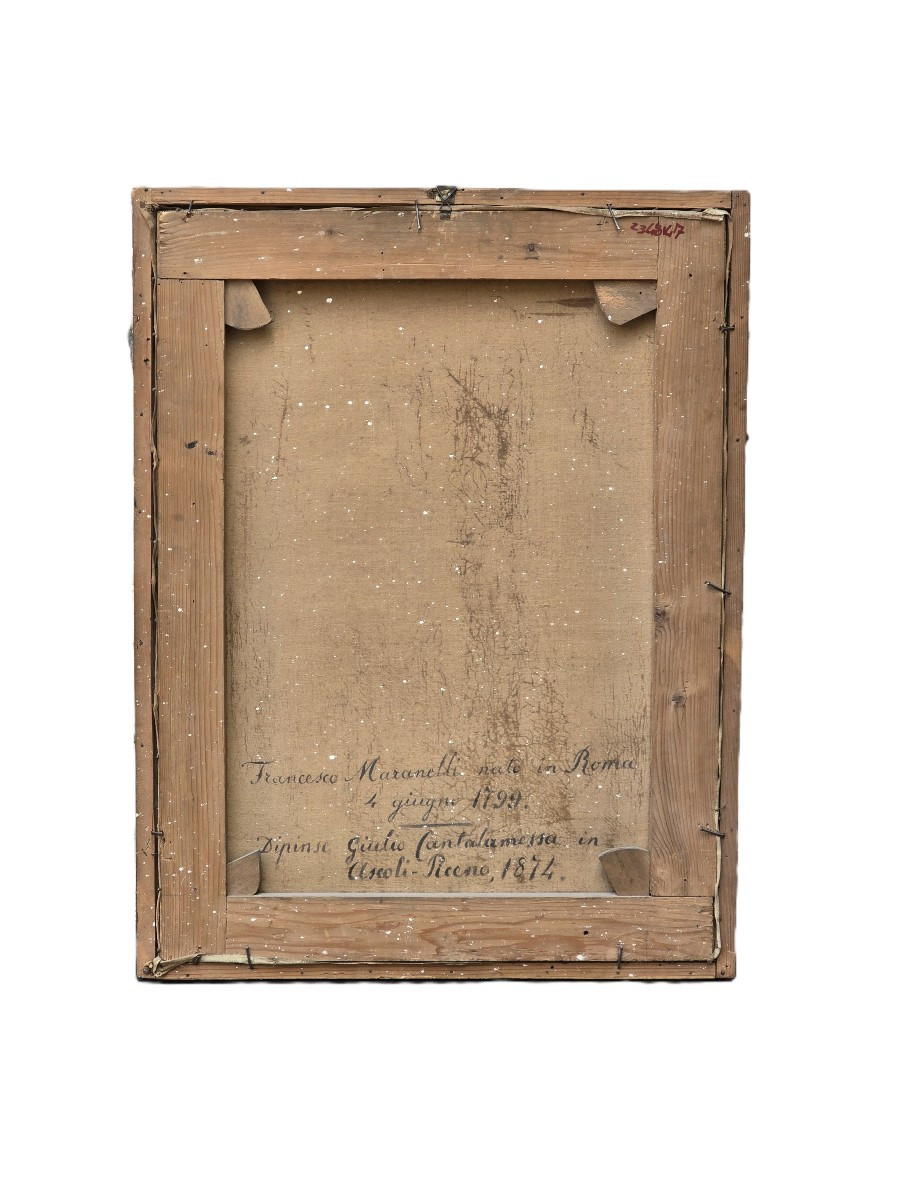Dipinto a olio su tela del XIX secolo, ritratto di un borghese, artista Giulio Cantalamessa-photo-1