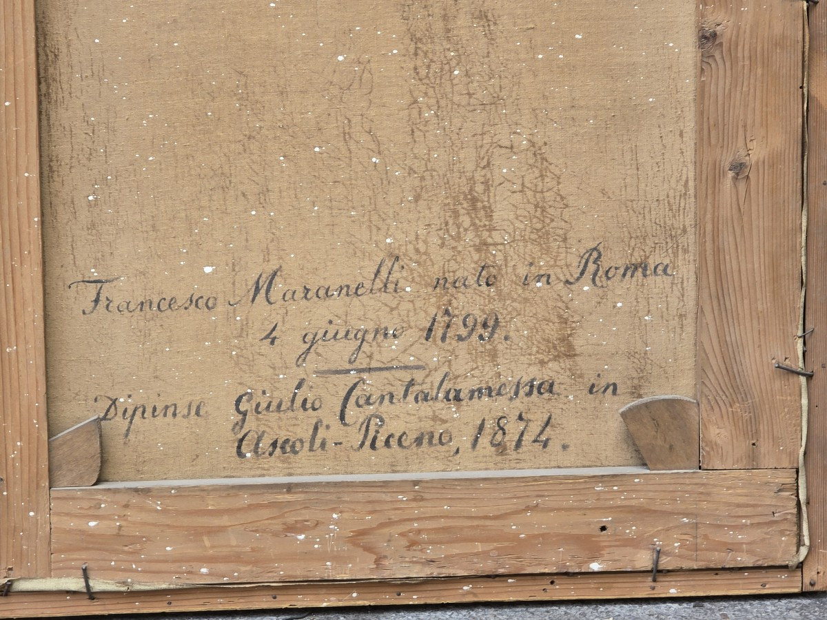Dipinto a olio su tela del XIX secolo, ritratto di un borghese, artista Giulio Cantalamessa-photo-2