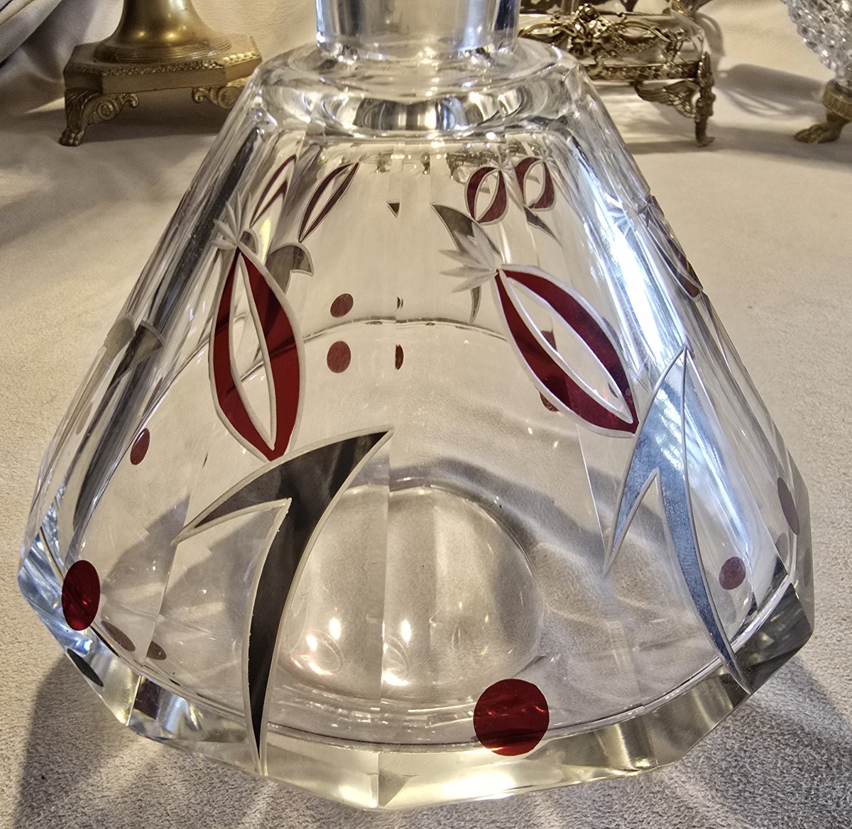 Antico flacone da profumo in cristallo  Art Déco-photo-3