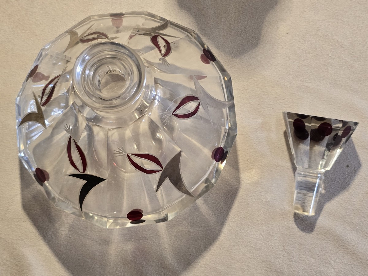 Antico flacone da profumo in cristallo  Art Déco-photo-4