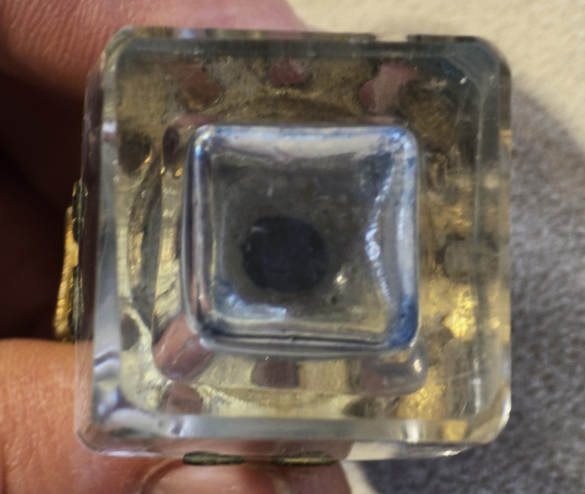 Antico flacone di profumo '800 di forma quadrata-photo-3