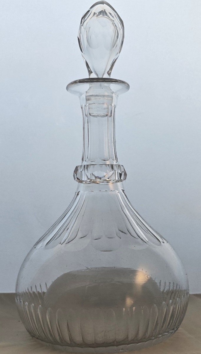 Antica bottiglia decanter in cristallo con fondo rientrante pronunciato-photo-2