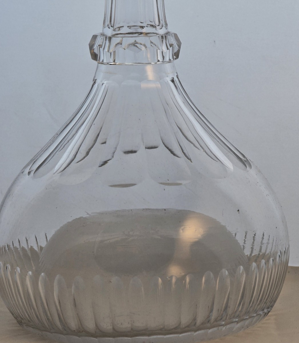 Antica bottiglia decanter in cristallo con fondo rientrante pronunciato-photo-3
