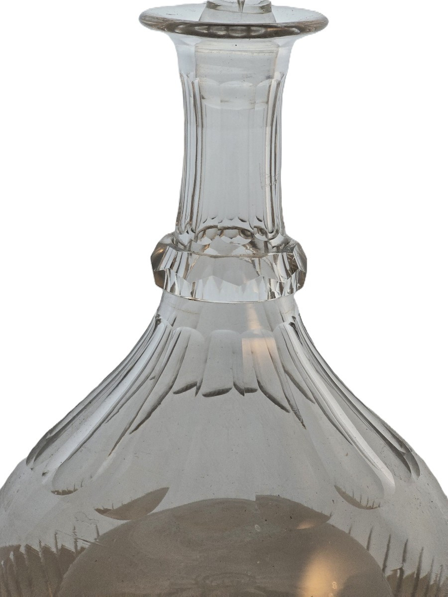 Antica bottiglia decanter in cristallo con fondo rientrante pronunciato-photo-4