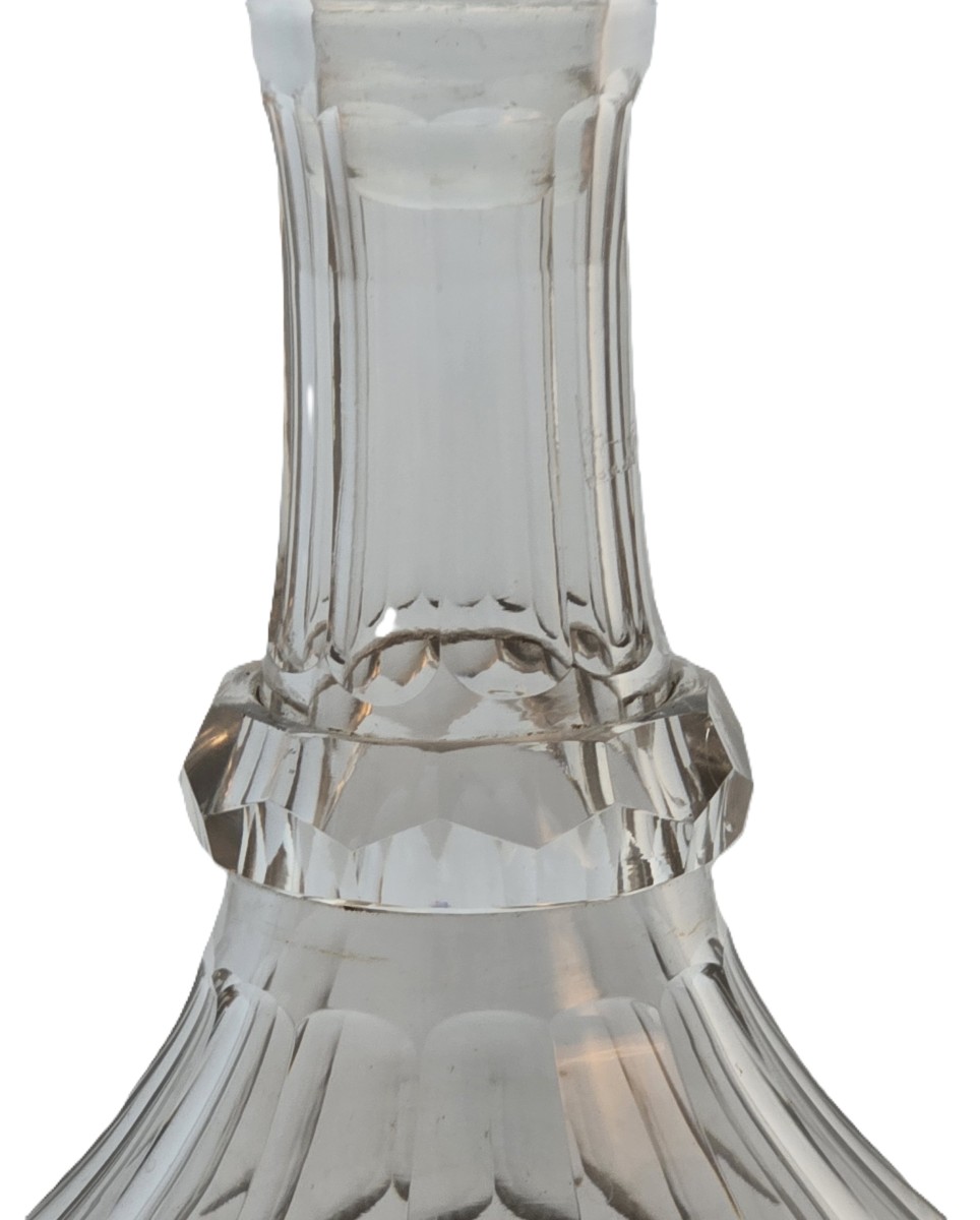 Antica bottiglia decanter in cristallo con fondo rientrante pronunciato-photo-5