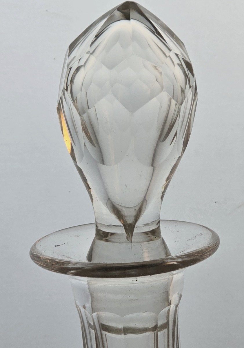 Antica bottiglia decanter in cristallo con fondo rientrante pronunciato-photo-6