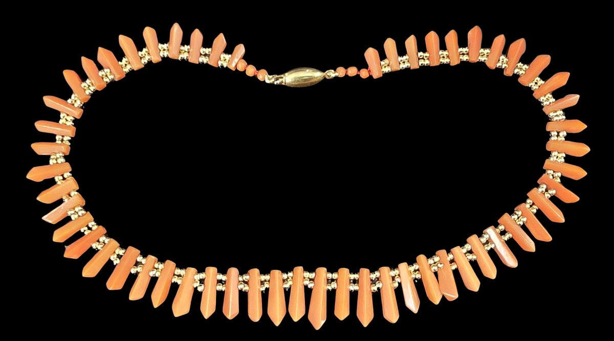 collana antica in corallo argento e oro 18 kt-photo-2