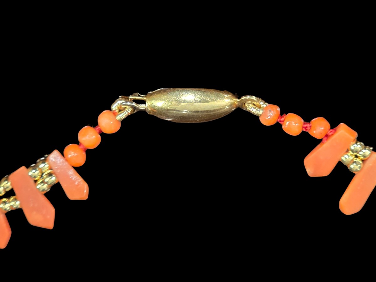 collana antica in corallo argento e oro 18 kt-photo-1
