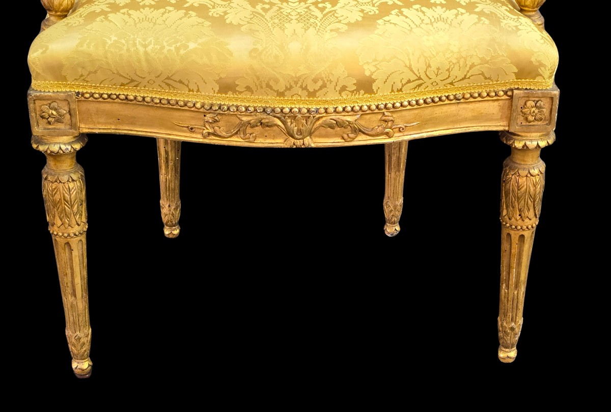 antica poltrona neoclassica italiana in legno dorato-photo-2