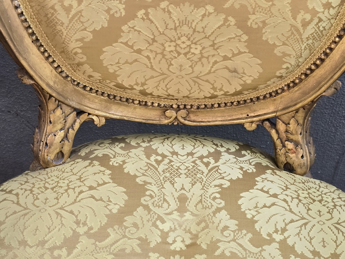 antica poltrona neoclassica italiana in legno dorato-photo-4