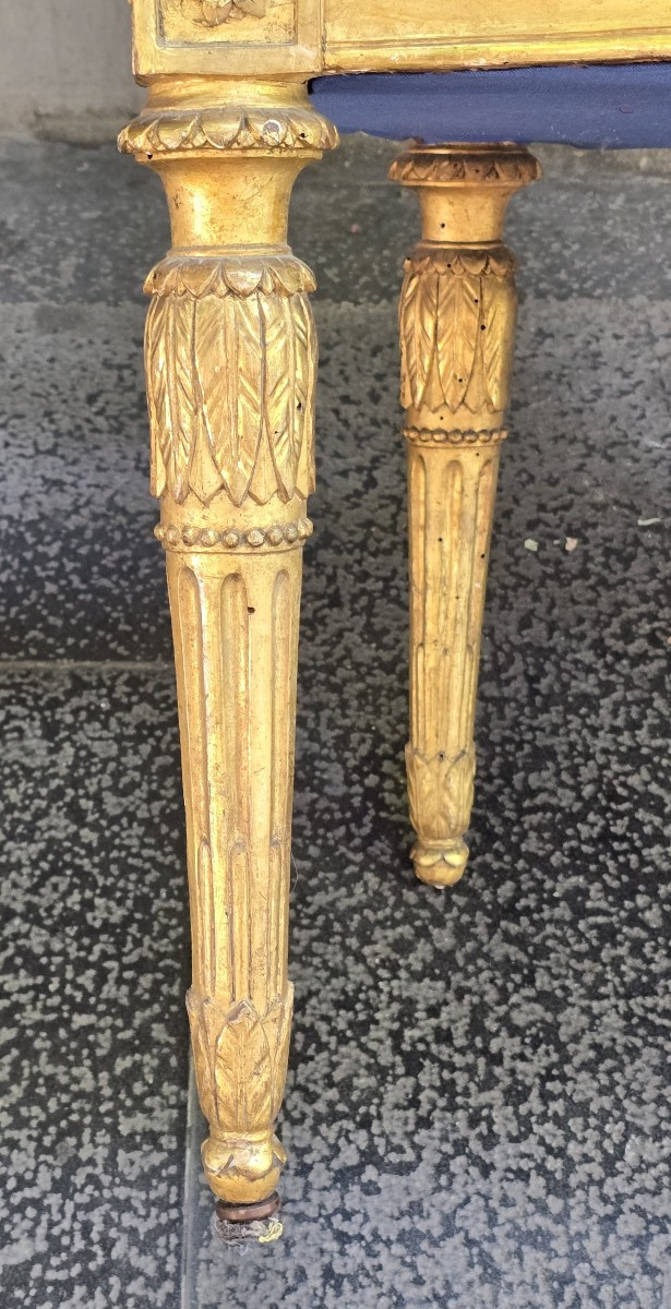 antica poltrona neoclassica italiana in legno dorato-photo-3